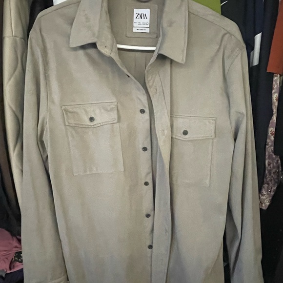 suede gray button up SUPER SUPER SOFT from ZARA - Picture 1 of 10